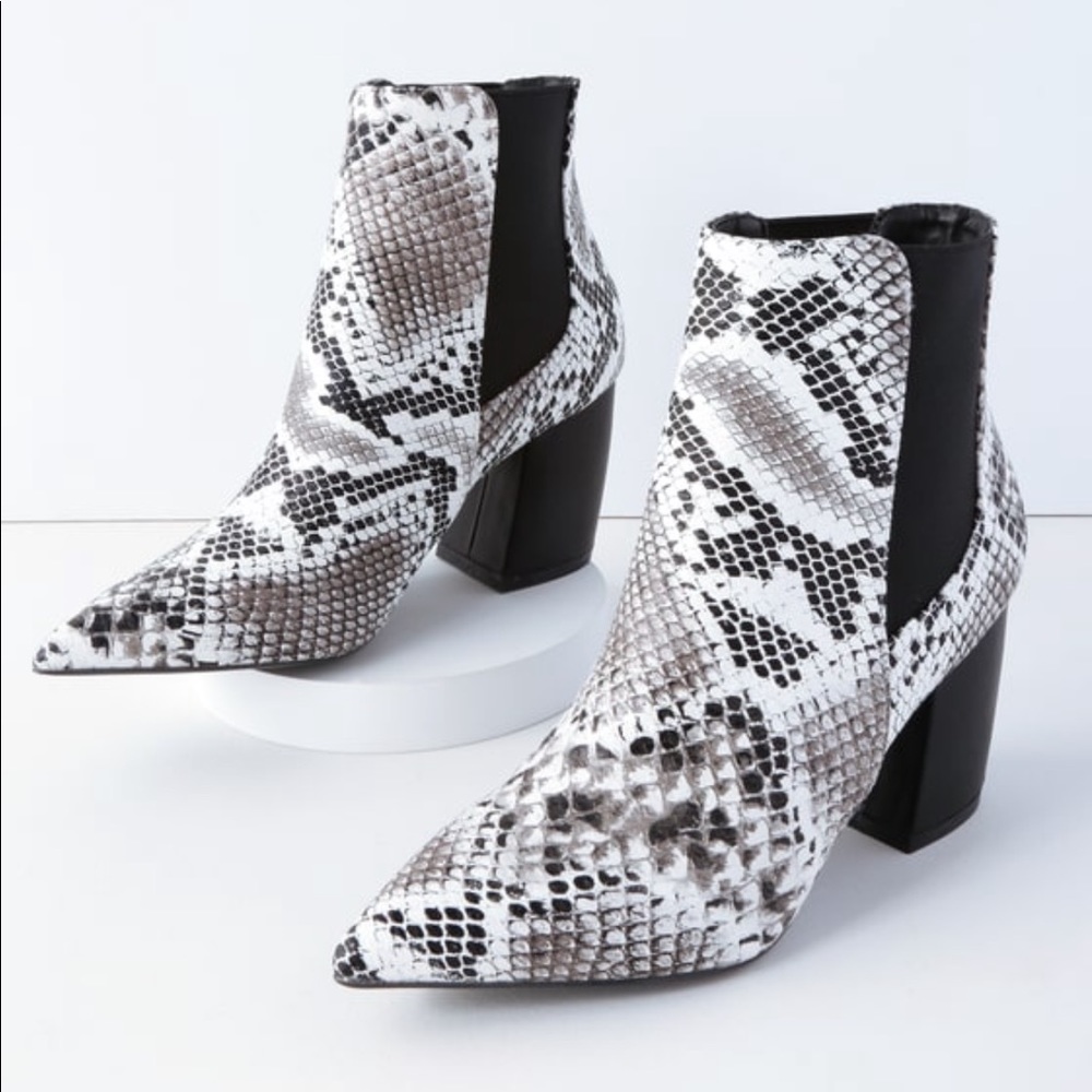 Cecy Snake Pointed Toe Ankle Booties
